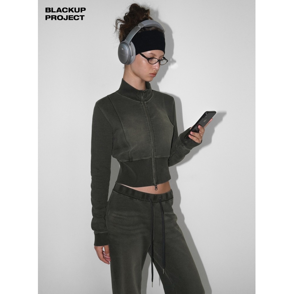 ブラックアップ [秋新品] [製] デフレットセット-ウォッシュハイネックジップアップ