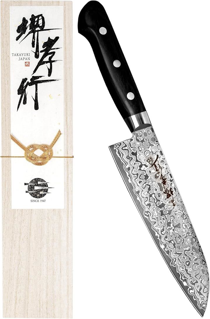 堺孝行 プロの料理人が愛用する包丁ブランド ダマスカス 三徳包丁 170mm 45層 AUS10 鏡面加工 日本製 青木刃物製作所 型番k17003