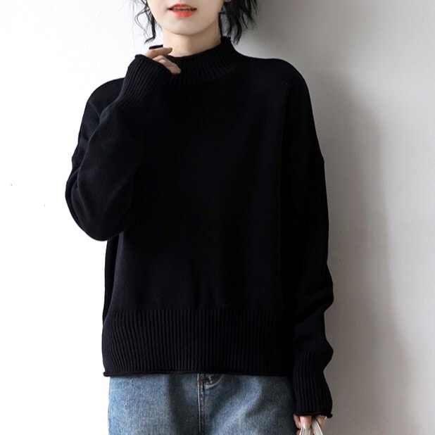 トップス ニットソー セーター 長袖 ハイネック タートルネック ストレート Iライン スリット サイドスリット ニット かわいい 大人可愛い きれいめ シンプル 大人 上品 おしゃれ お洒落