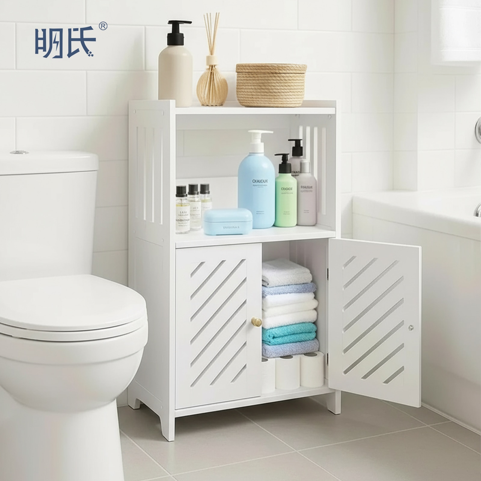 サンゴトイレラック 30×15cm スリム木製 ごみ箱兼用 シンプルおしゃれ ホワイト天板ナチュラル