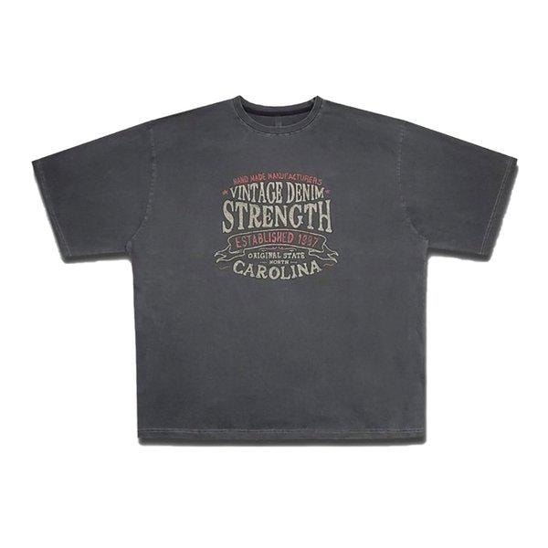 男女共用 ヴィンテージ ピグメント ラウンド 半袖 Tシャツ OF-TSH-Q009-チャコール