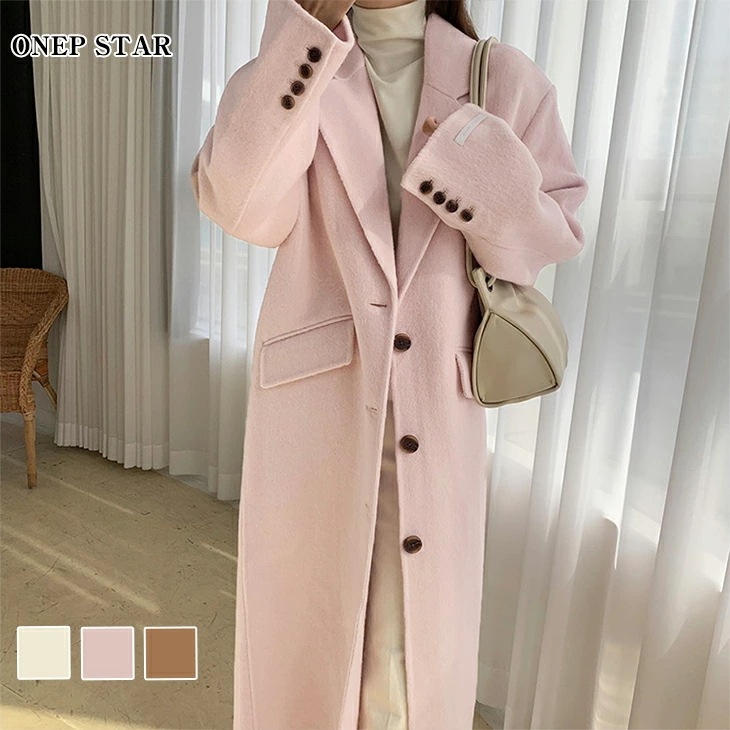 【挑戦最安値】ウール調テーラードコート レディース チェスターコート ロング ウール調 スリット入り シンプル カジュアル きれいめ 秋 冬 20代 30代 40代 50代 ワンピスター