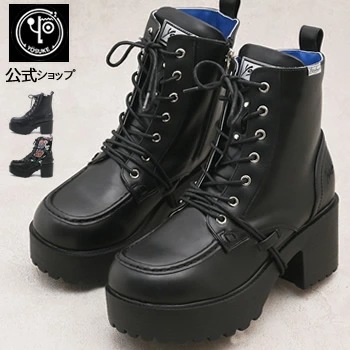 公式SHOP特典キズ補修液付 / ヨースケ 厚底ブーツ メンズ レースアップブーツ 8cm厚底ヒール