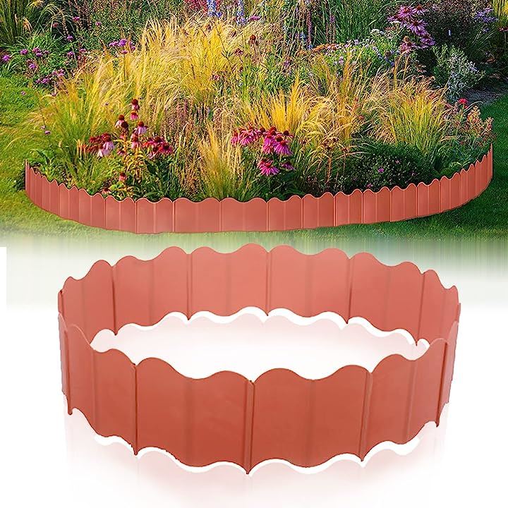 ガーデンエッジ フェンス 花壇 土留め 芝生 根止め 仕切り 柵 ガーデンフェンス( ブラウン, 40枚組) 5,433円