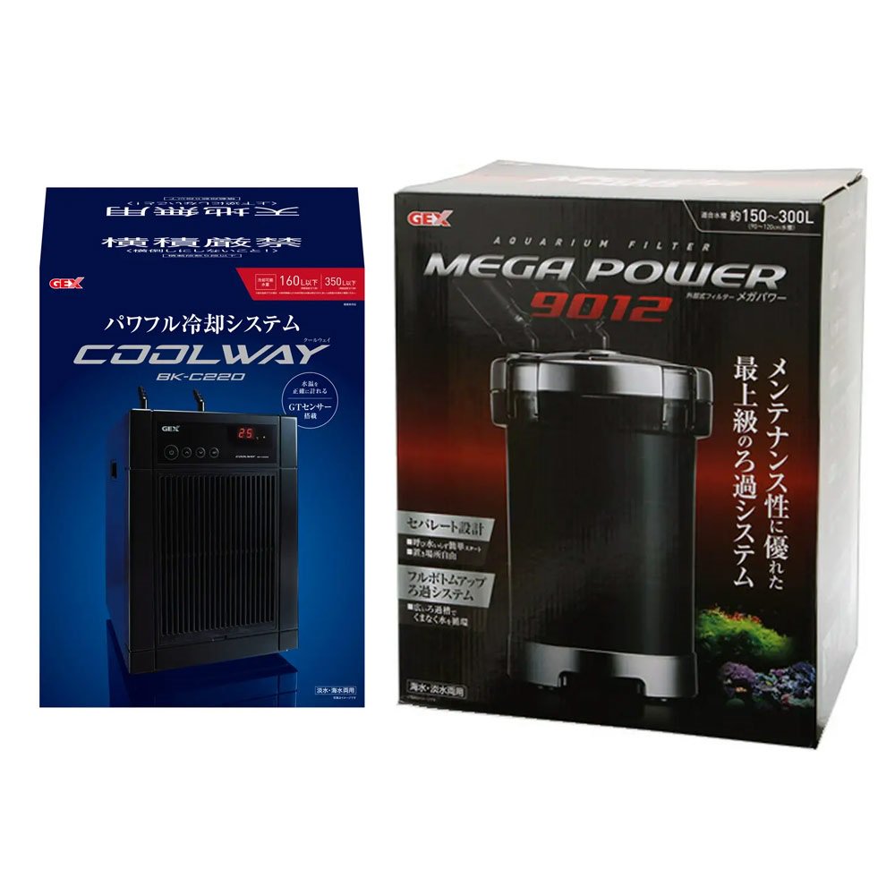 ９０ｍ水槽用　クーラー＆フィルターセット　ＧＥＸ　クールウェイ　ＢＫ－Ｃ２２０＋メガパワー　９０１２　ＣＲＣ10―26―10―30―00