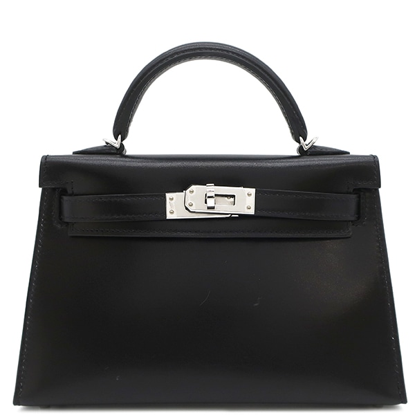 エルメス HERMES 2WAYバッグ ミニケリードゥ 外縫い ボックスカーフ ブラック シルバー金具 黒 B刻印（2023年製） 【箱】【中古】