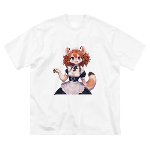【文字入れ可能受注生産】フェレットの女の子　メイド　ケモナー ビッグシルエットTシャツ