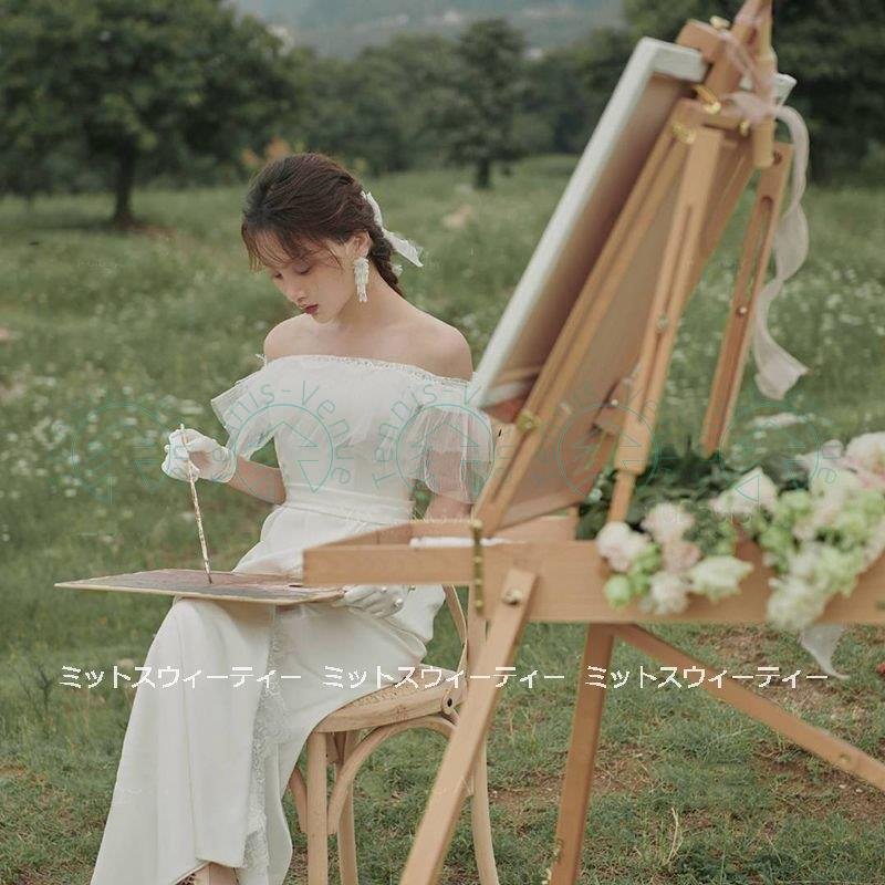 ウェディングドレス ウエディングドレス ロングドレス オフショルダー 結婚式 二次会 花嫁 前撮りド