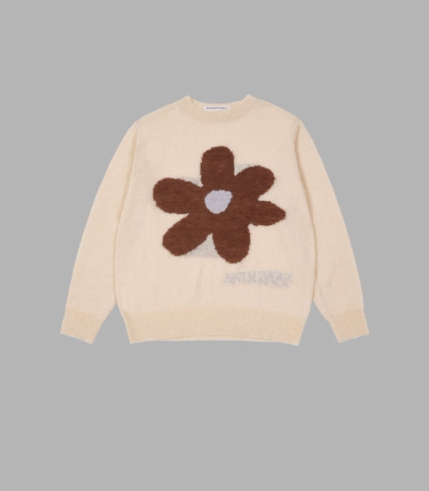 【THE MUSEUM VISITOR】 FLOWER JACQUARD SUMMER KNIT (BEIGE) THE MUSEUM VISITOR】 FLOWER JACQUARD SUMMER KNIT : BEIGE ニット