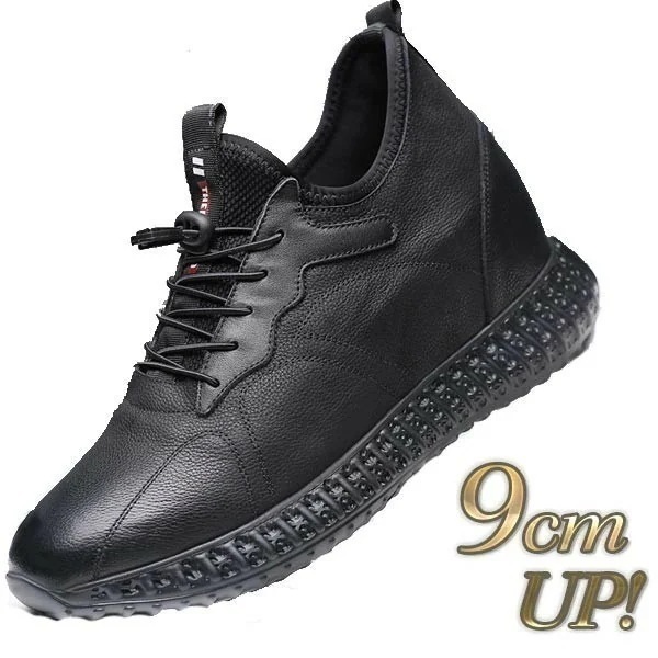 【9cmUP】 メンズ スニーカー 本革 新作 シークレットシューズ ヒールアップ 脚長