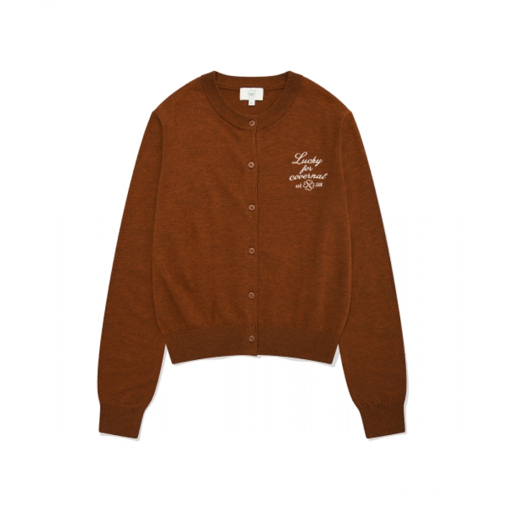 COVERNAT 女性用ベーシックラウンドウールニットカーディガンブラウン