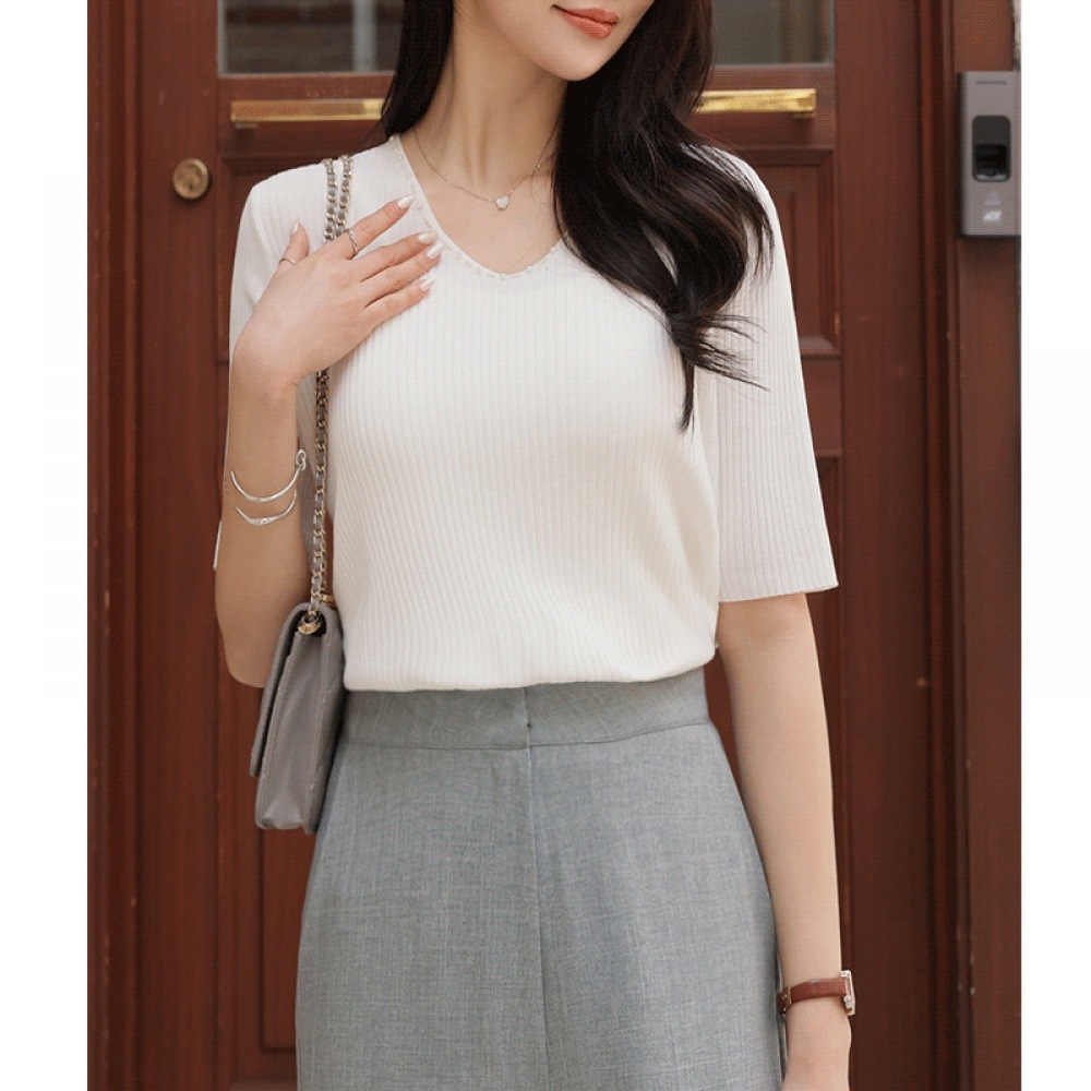 クリエイティブパニ ダルミパール Vネックニット