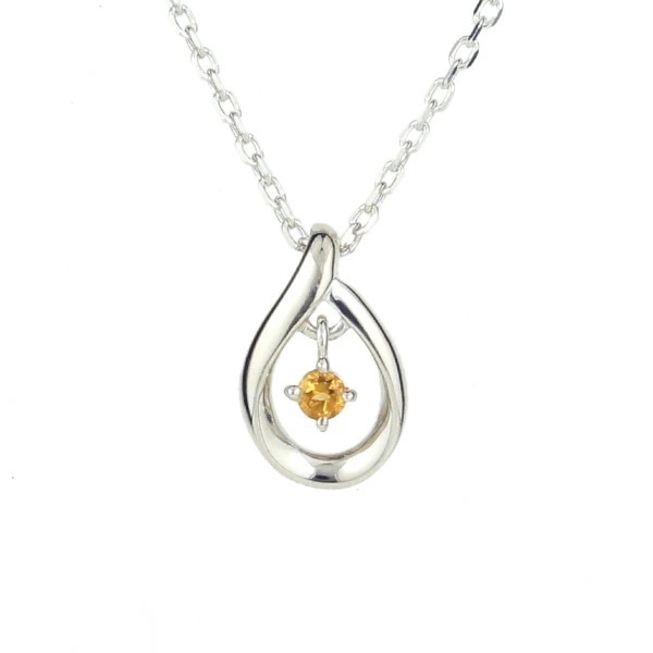 リボン済＆紙袋 ネックレス 正規品 レディース 11月 誕生石 誕生日 しずくモチーフ ネックレス ペンダント シトリン エターナルシルバー 祝い