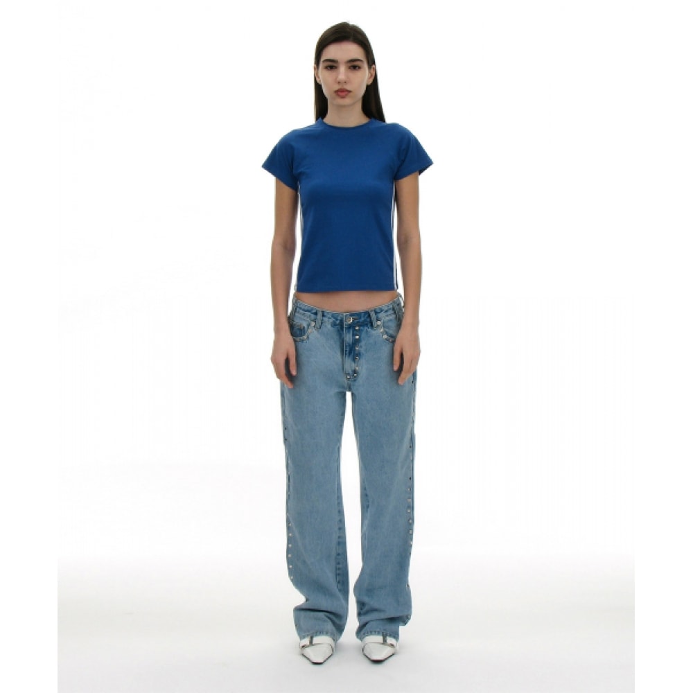 PARTIMENTO 女性用スタッドポインテッドジーンズ_ライトブルー