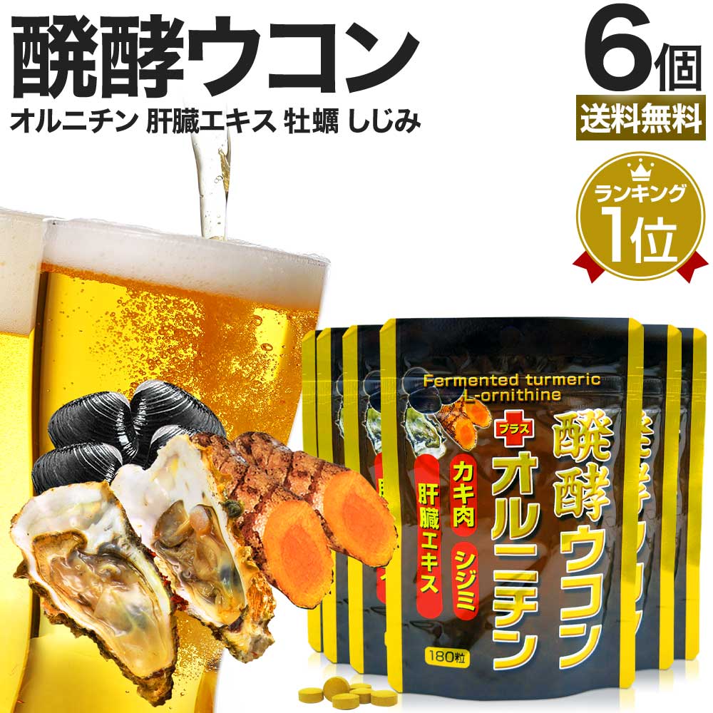 醗酵ウコン＋オルニチン 180粒*6個 約132-180日分 肝臓エキス 肝臓サプリ 肝臓ケアサプリメント 肝臓サポート サプリメント サプリ