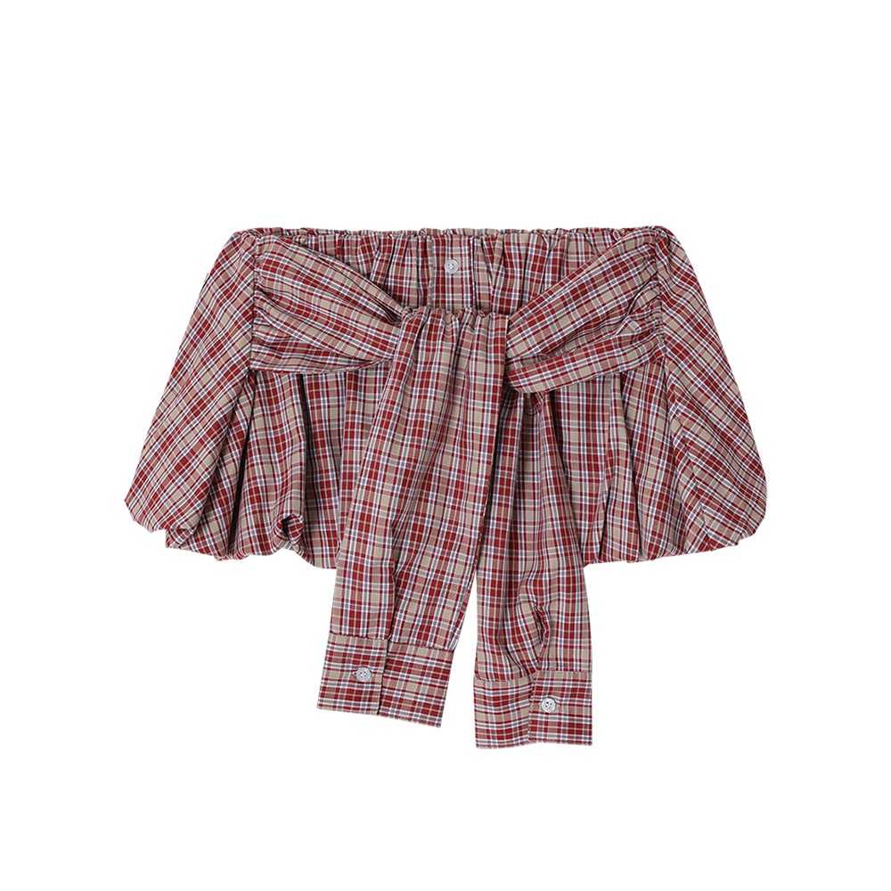 袖タイドバルーンスカート_レッドです