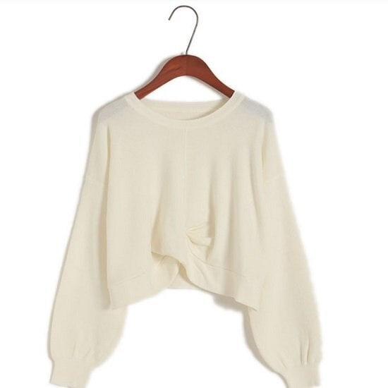 【取寄：納期2週間】ニット レディース ゆったり 体型カバー ニット レディース 長袖 ショート丈 ニット レディース ふんわり袖 かわいい おしゃれ ニット レディース ゆったり 体型カバー ニット