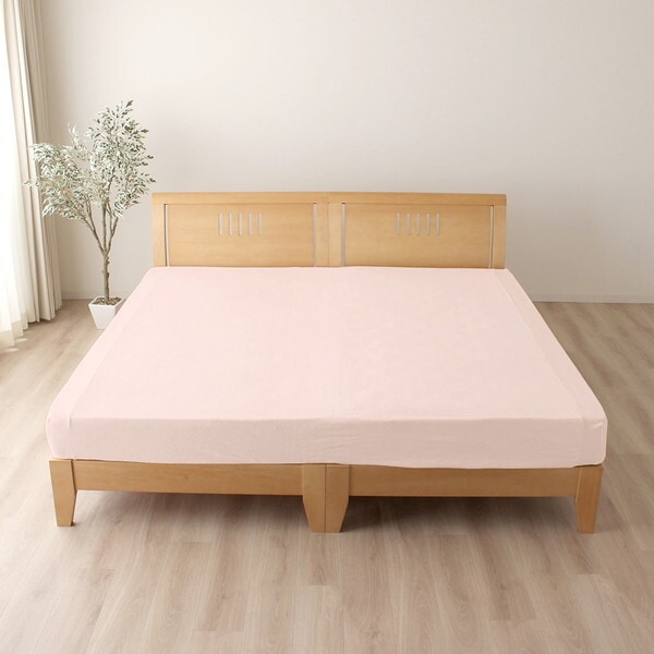 小栗 メリーナイト のびのびシーツ ファミリーサイズ シンカーパイル 約185×185cm ベッドマットレス・敷ふとん兼用シーツ ピンク