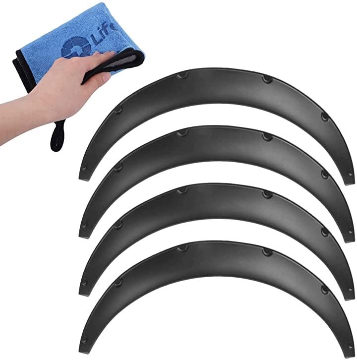 互換品 オーバーフェンダー 汎用 4枚 PP製 艶消し 黒 マットブラック ハミタイ対策 極太タイヤ 旧車 洗車用タオル付き(黒, 大サイズ4枚) 5,301円