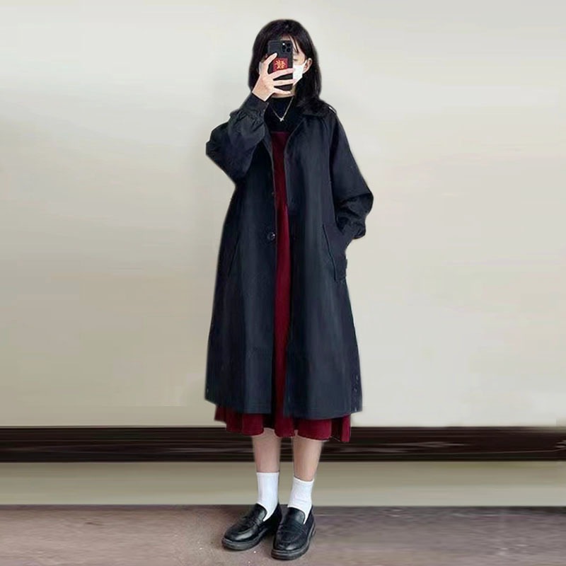 ウインドブレーカーコート女性のパッド入り秋冬小男 2025 新しいスタイルミッドレングスルーズキルティングブラックコート