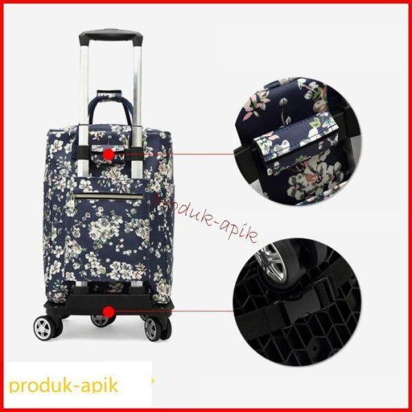 ショッピングカート 折りたたみ式 キャリーワゴン 保温保冷機能付きバッグ 横押し 360度回転 4輪ダブルキャスター 手提げ 花柄 大容量 高さ調節 おしゃれ 5,619円