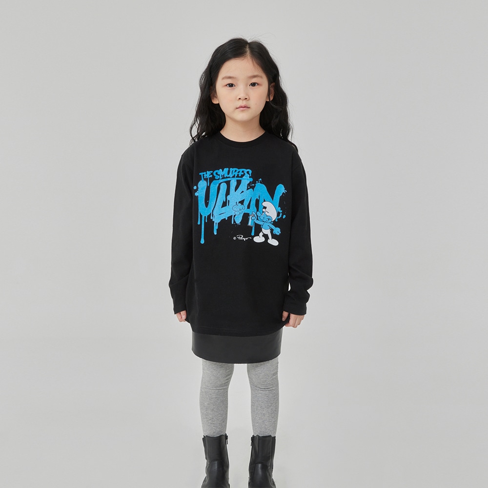 Graffiti SMURF Print Kids T-shirts_Black