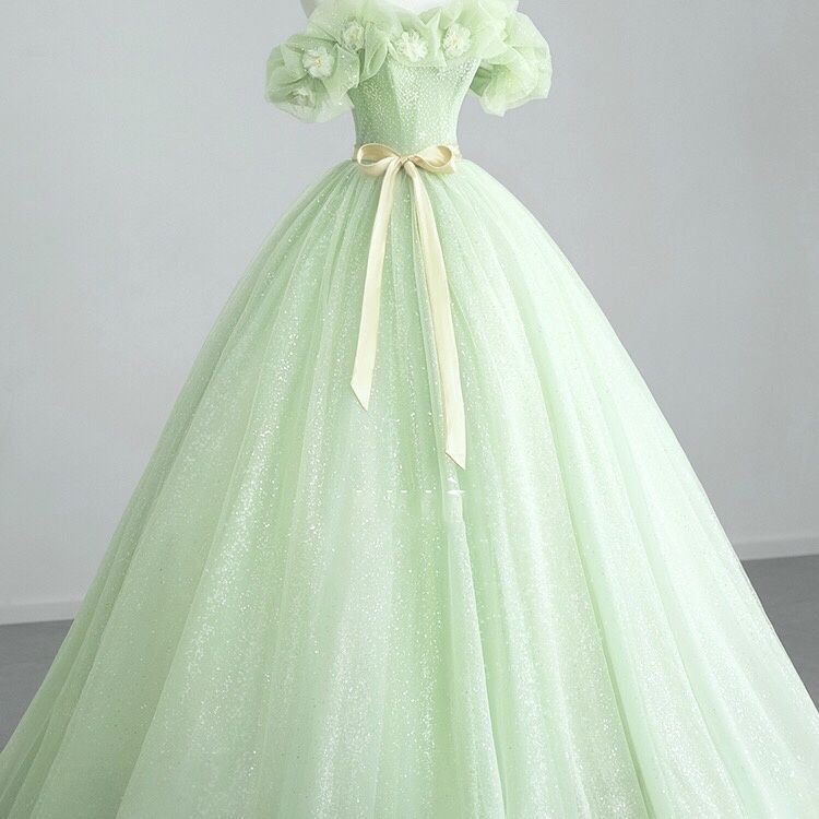 女性のためのグリーンドレショルダープリンセススカート卒業式大人の式典長いスカート