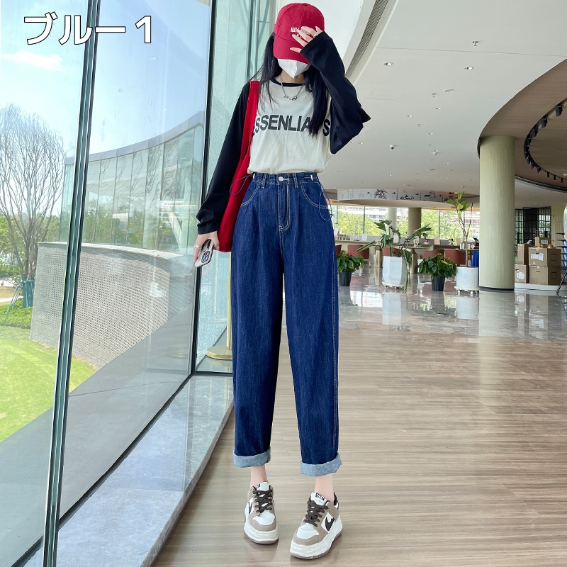 ボトムス パンツ Gパン ジーンズ デニムパンツ ハイウエスト ウエストゴム 調整紐 デニム ブルーデニム かわいい 大人可愛い きれいめ シンプル カジュアル 大人 上品 おしゃれ お洒落