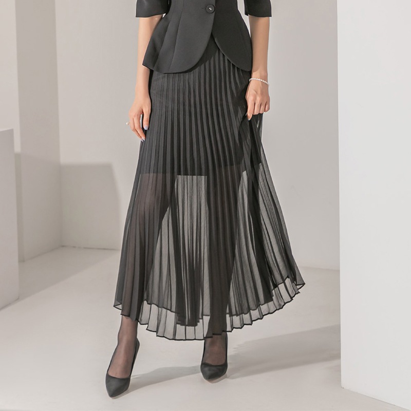 DINT_SK9144 シフォンプリーツロングスカート