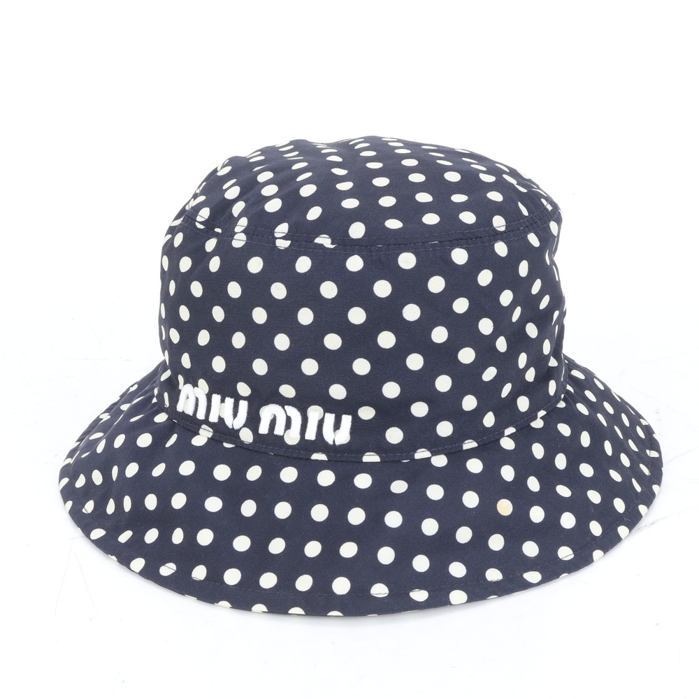 美品 ロゴ ドット 水玉 バケット 帽子 5HC196 ハット レディース RRE CQ30-3 中古