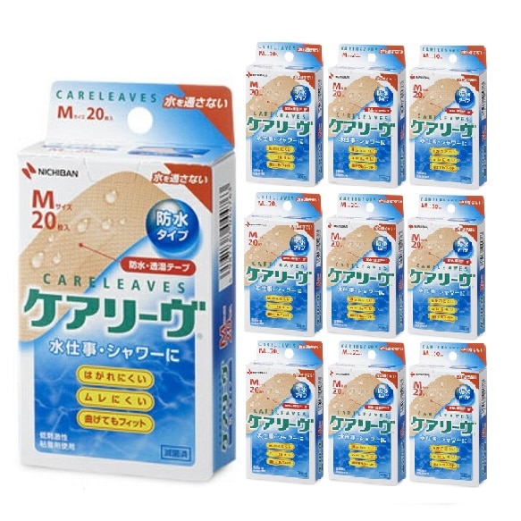 ケアリーヴ 絆創膏 防水 透湿 Mサイズ20枚入り 10個セット 水仕事 シャワーに はがれにくい ムレにくい 曲げてもフィット ケアリーブ ばんそうこう