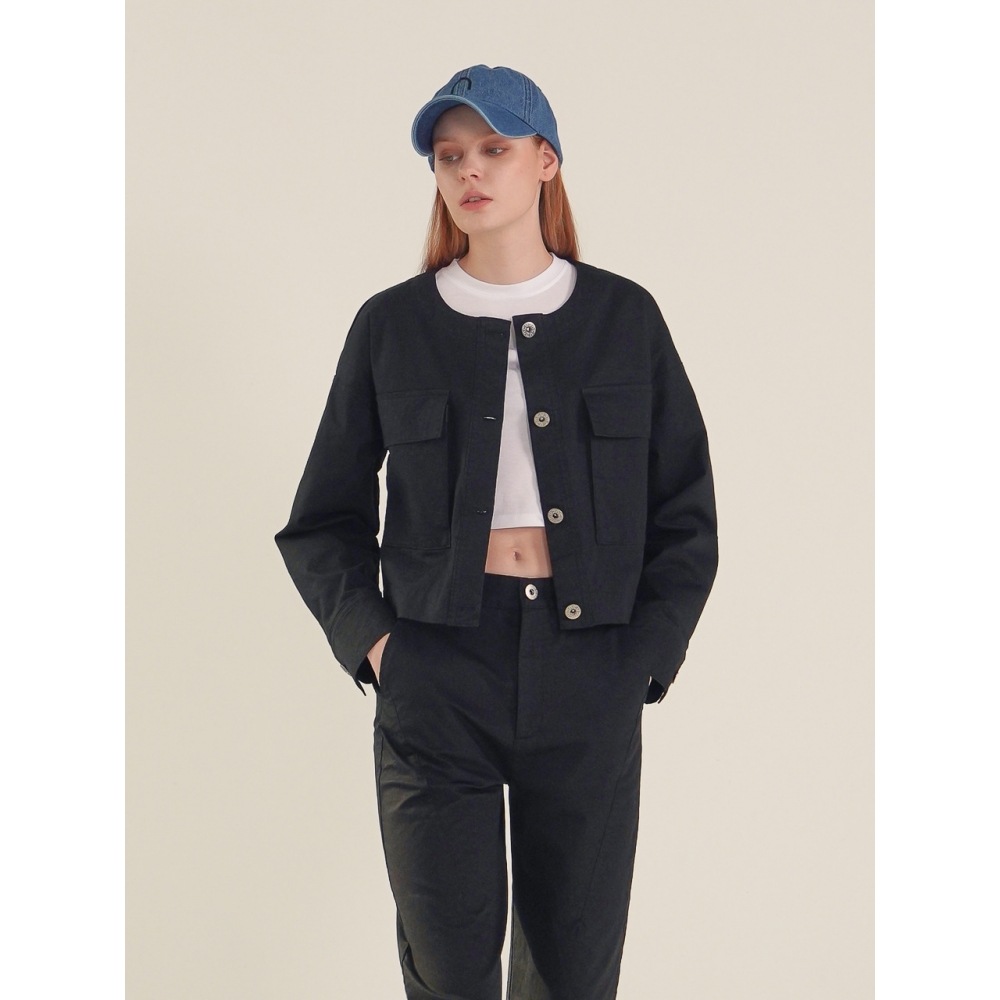 ACUD ラウンドネック クロップド ジャケット ブラック 10,458円