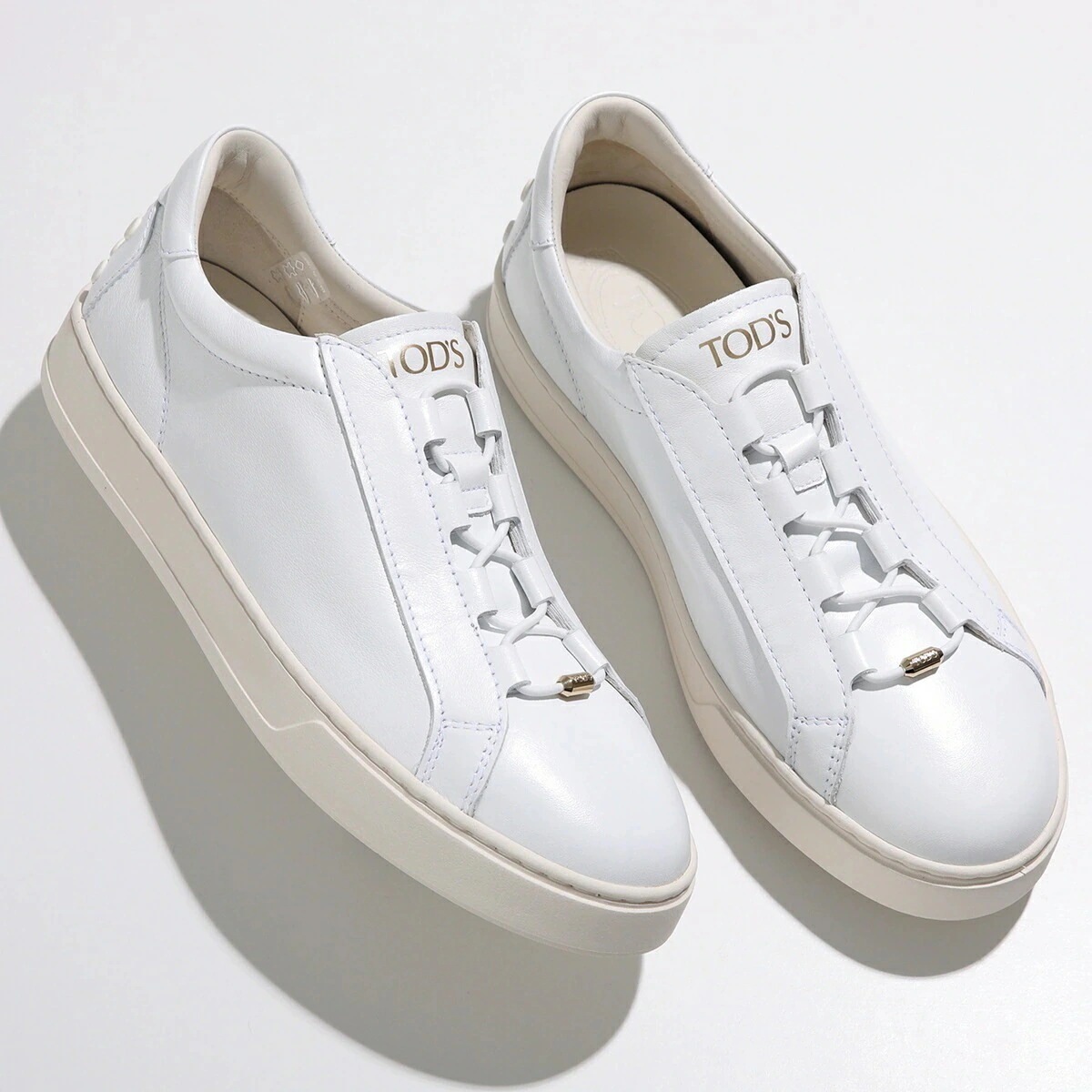 TODS トッズ スニーカー CASSETTA カセット XXW04L0JF40JUS レザー ローカット シューズ ゴム紐 ラバーぺプル ロゴ 靴 B001/BIANCO