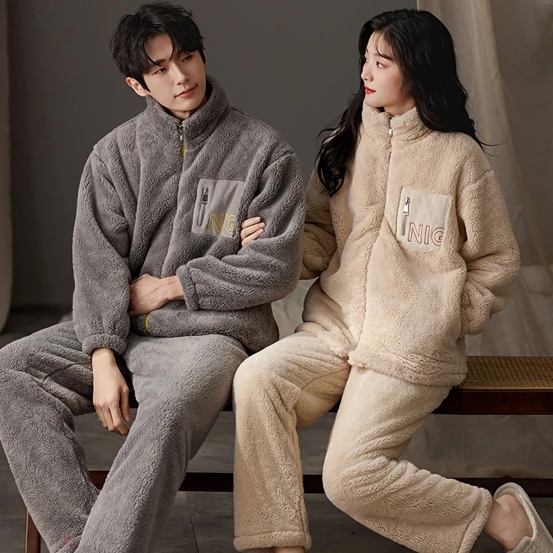 秋冬 パジャマ ペア カップル 上下セット 厚手 ゆったり 長ズボン レディース メンズ 部屋着 保温 ルームウェア
