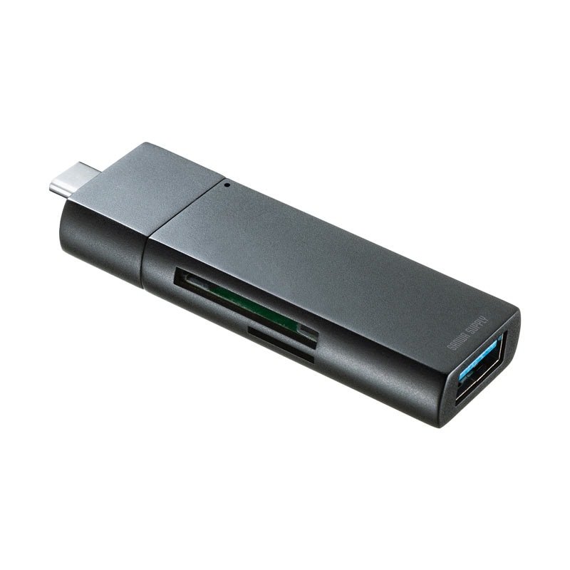（まとめ買い）Type-Cコンパクトカードリーダー USB 1ポート付き ADR-3TCMS7BKN [x3]