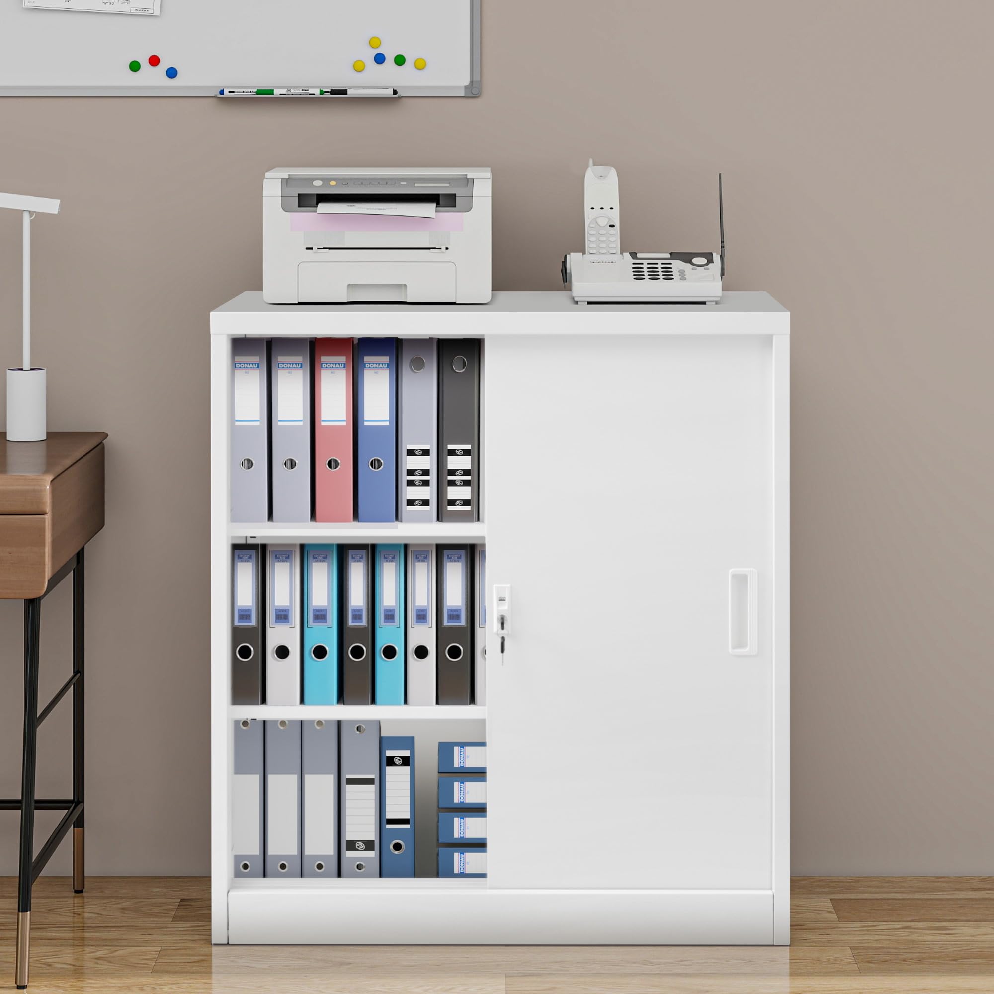 【法人割引】【日本正規輸入品】BTM スチール書庫 キャビネット 鍵付き オフィスキャビネット 幅90×奥行40×高さ106cm 引き戸タイプ 更衣ロッカー スチールロッカー 書類保管庫 オフィス/事