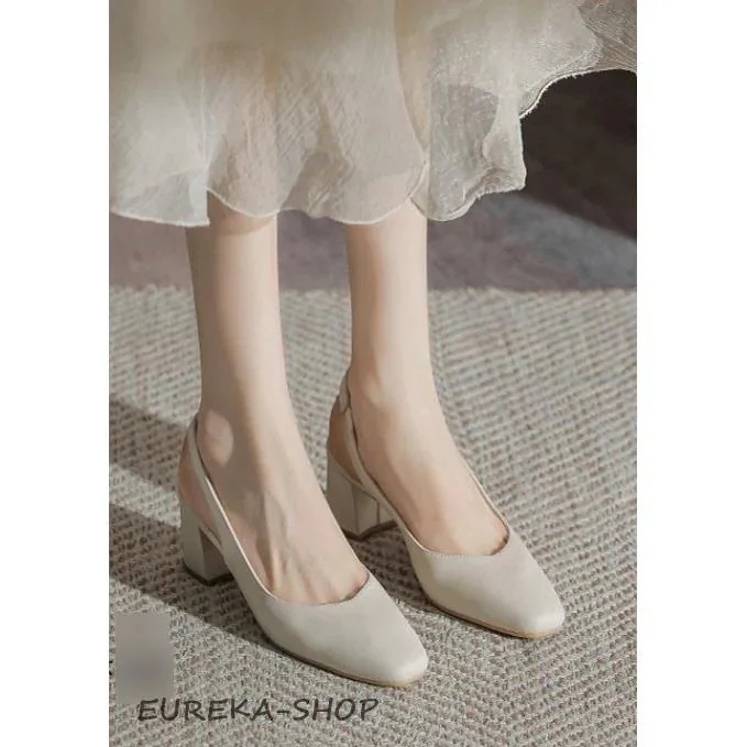 甲高 ミュール ポインテッドトゥ 美脚 ストラップサンダル 革 新品/第1弾キャンペーンバックストラップ チャンキーヒール パンプス とんがりトゥ ヒール6.5センチ オフィスパンプス