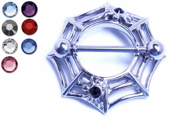 ホーンテッド ニップルピアス 14G 全7色 クモ 蜘蛛の巣 スパイダー ボディピアス 14ゲージ 乳首 胸 軟骨 ヘリックス 男性 女性 プレゼント SUS316L scn36xxxxxxxx