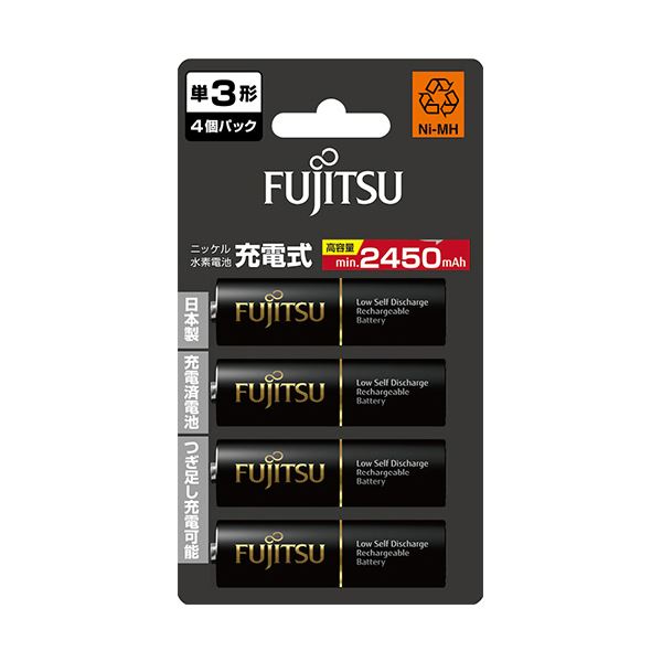 （まとめ） FDK 富士通ニッケル水素電池 高容量タイプ 単3形 HR-3UTHC（4B） 1パック（4本） [x3セット]