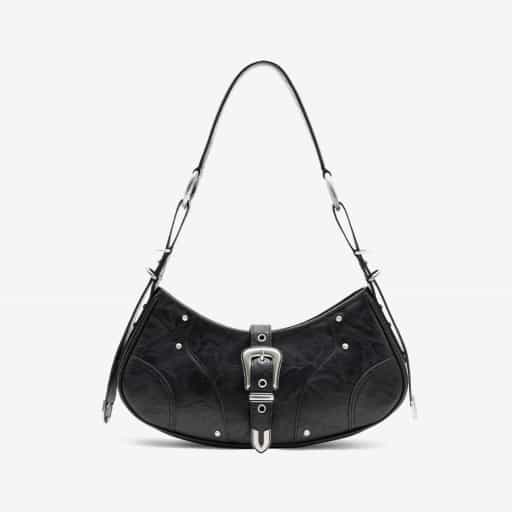 【INSILENCE】 VEGAN LEATHER BUCKLE SHOULDER BAG : BLACK 21,630円