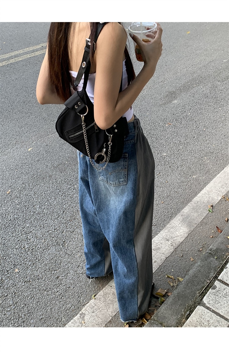 韓国ファッション ロングパンツ 快適である カジュアルパンツ 縫付 ジーンズ スリム