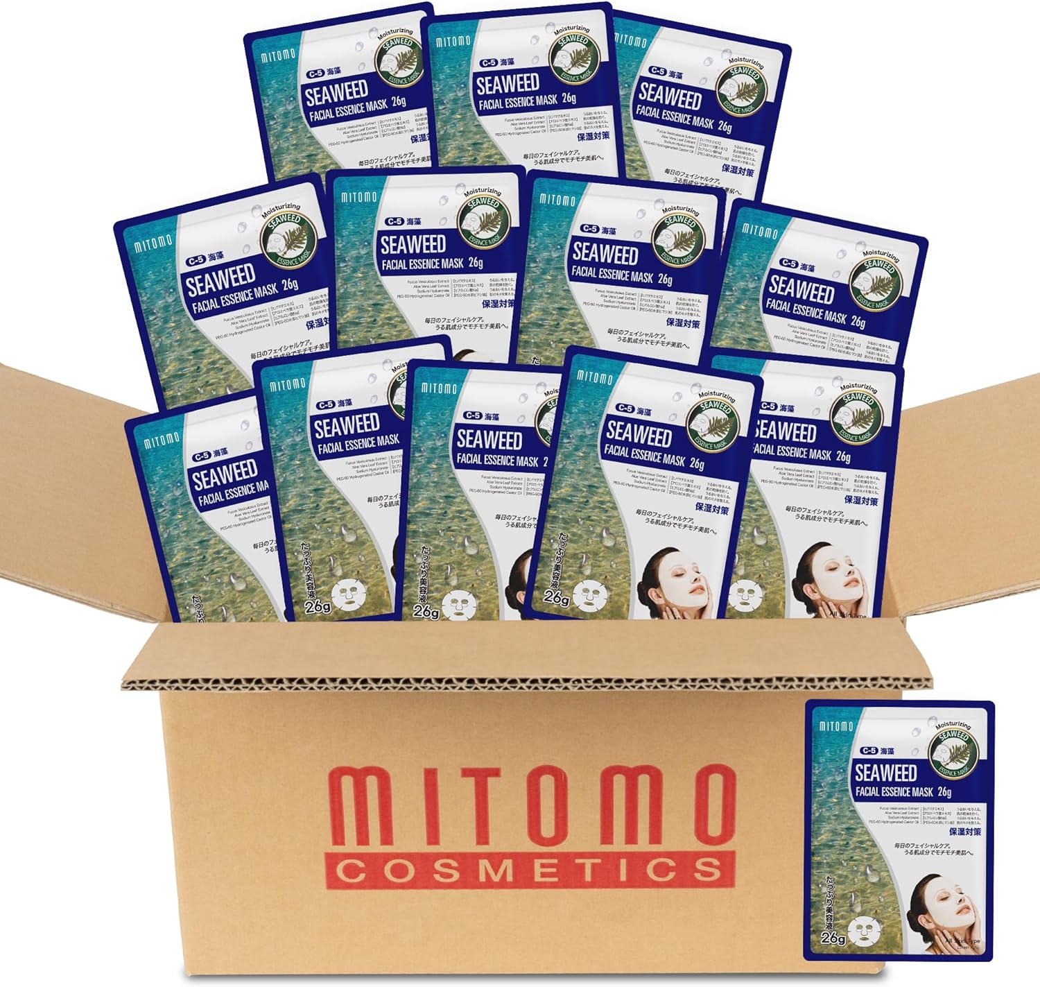 日本製 海藻 艶やかな肌の維持 シートマスク/100枚x1セット＝100枚/美容液/スキンケア 潤いマスクパック[MTSS00516-C-5x010]