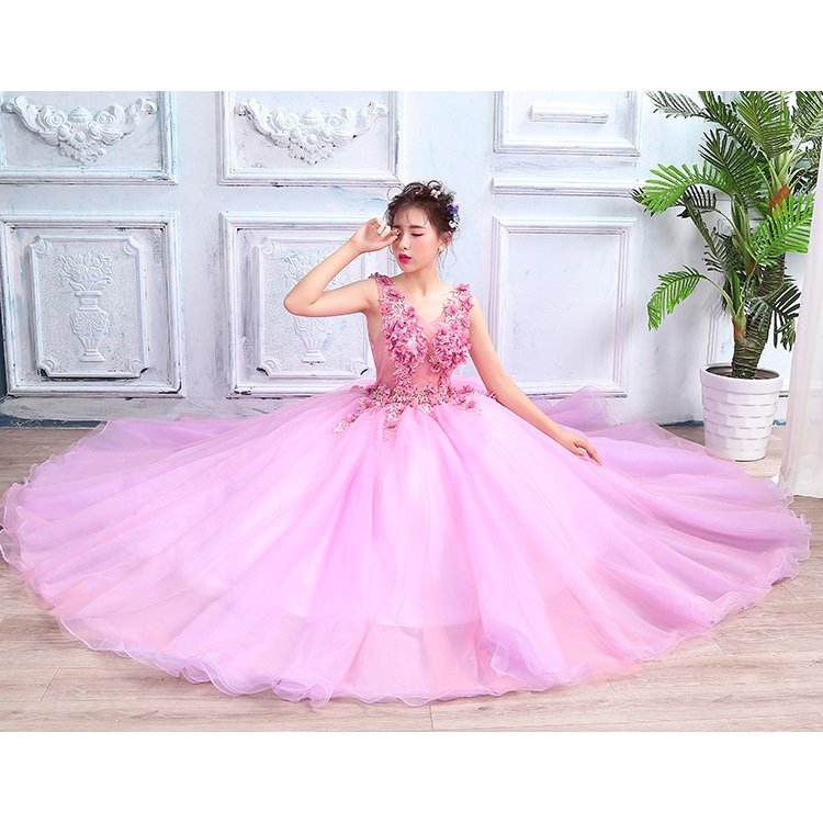 カラードレス 演奏会 安い ロングドレス コンサート 披露宴 パーティードレス 発表会 二次会ドレス 結婚式 ステージ衣装 ピンク