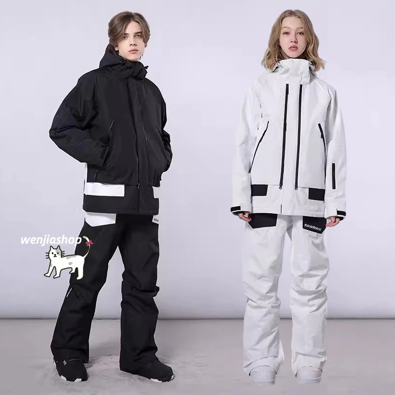 スノーボードウェア つなぎ 上下セット レディース メンズ スノーウェア スキーウェア オールインワン パンツ 韓国風 男女兼用 スノボウェア 防水 防寒防雪保温防風通気 A211