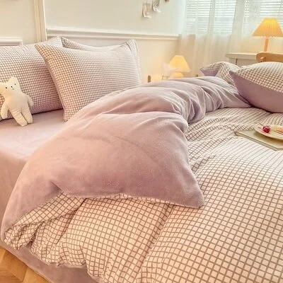 冬のサンゴのベッドの上に牛乳のフランネルのベルベットが4点セットシーツが3点セットベッド笠が3点セッ