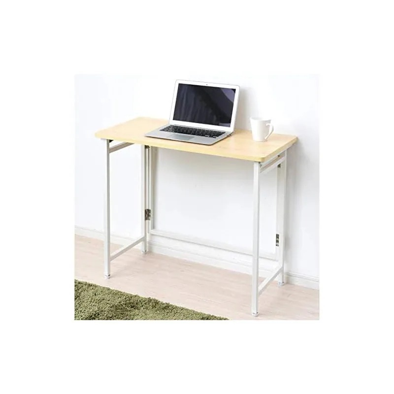 【即納】[山善] 折りたたみ デスク 幅80奥行40高さ70cm コンパクト 傷汚れ水分熱に強い天板(メラミン加工) なめらかな表面 角が丸い アジャスター付き 完成品 ウッドナチュラル/ホ