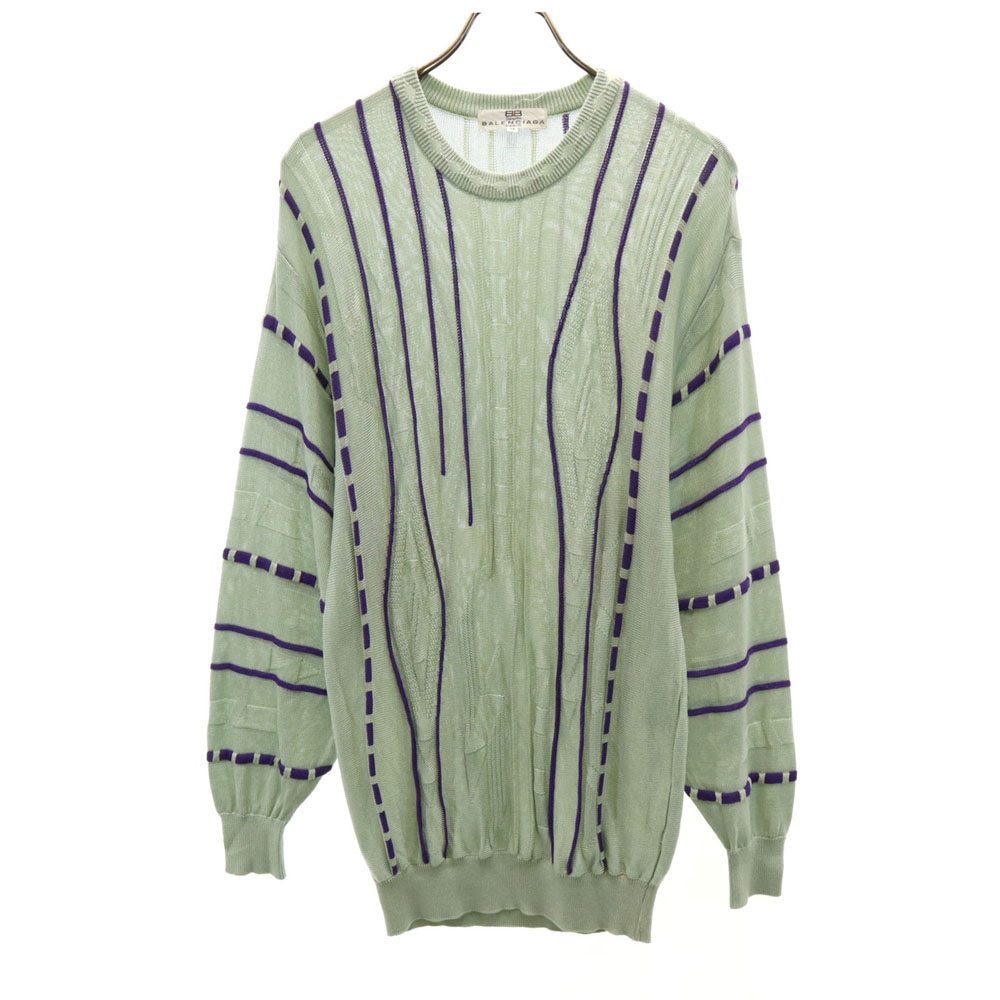 バレンシアガ スポーツ 90s オールド 長袖 ニット M くすみミント BALENCIAGA SPORT レディース 古着