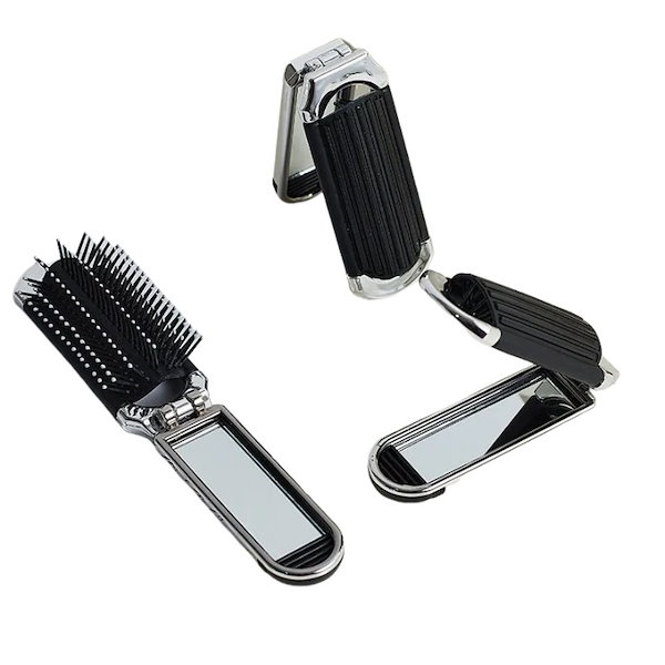 Qoo10] 新品入荷 携帯小型鏡 化粧鏡のヘアブラシ