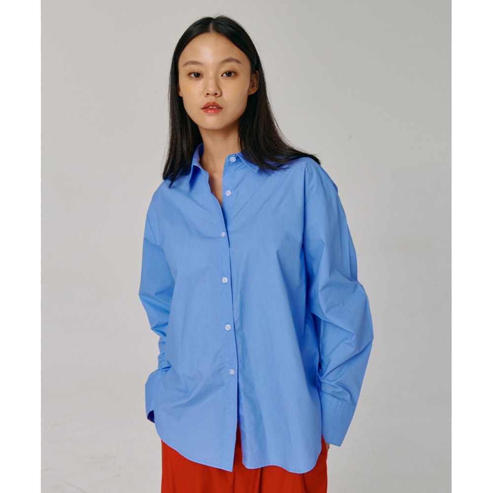 PAPERBOY 60数高密度ルーズフィットシャツ - ブルー