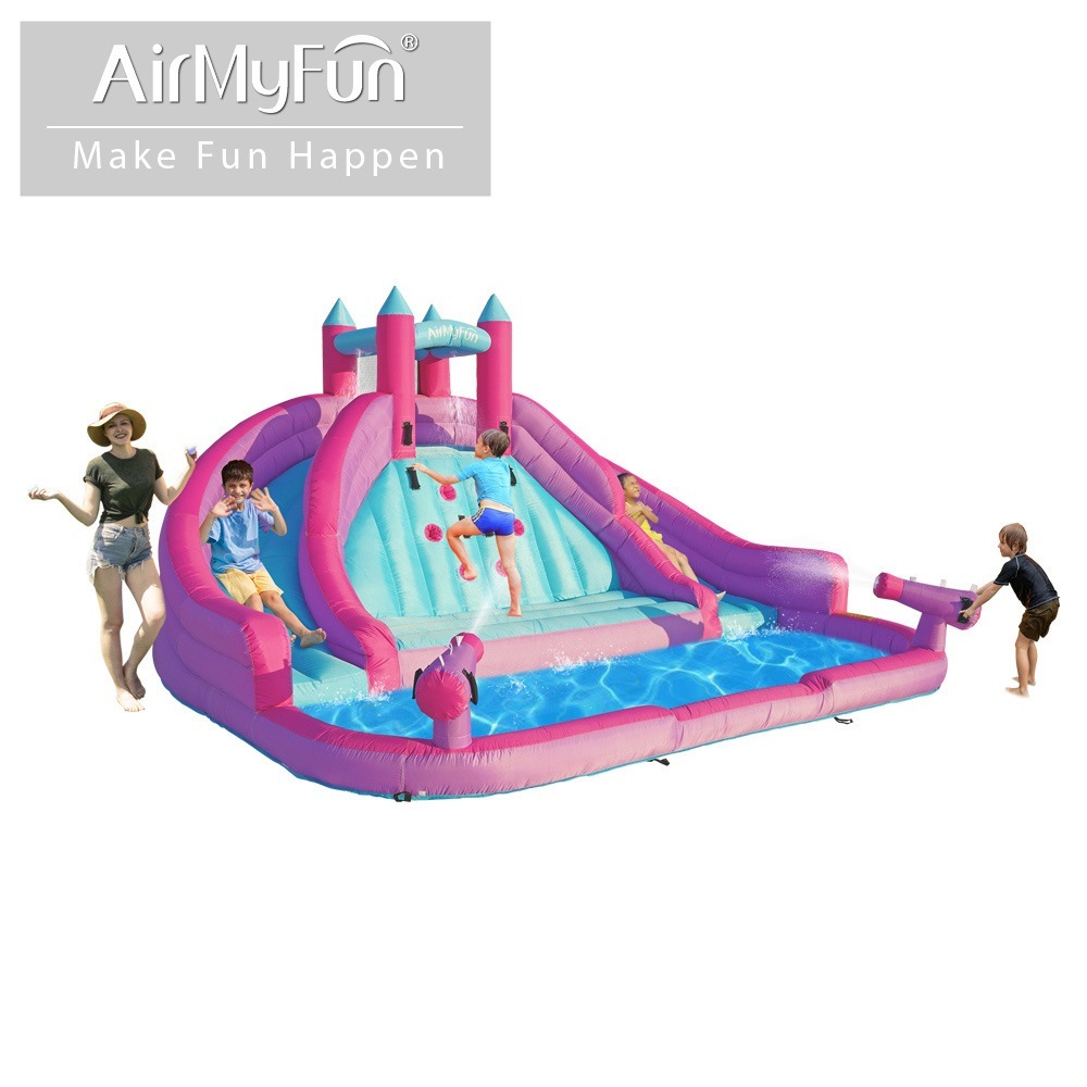 Amfインフレータブル城小さな家庭用子供の城を演奏するウォーターロッククライミングダブルスライドインフレータブルスライドスモールアミューズメントパーク